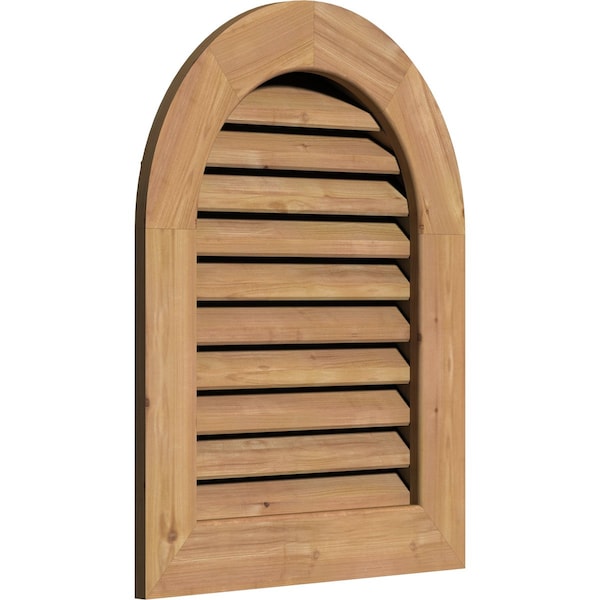 Round Top Gable Vent Functional, Western Red Cedar Gable Vent W/1 X 4 Flat Trim Frame, 24W X 36H